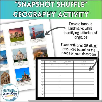 Latitude and Longitude Practice - Middle & High School Geography - 3 Activities, image 2