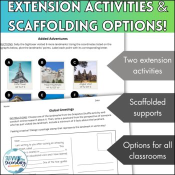 Latitude and Longitude Practice - Middle & High School Geography - 3 Activities, image 3