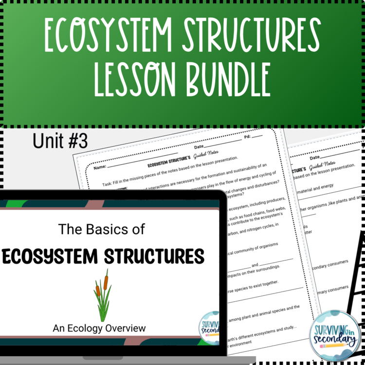 Ecosystem Structures Unit Lesson PPT, Guided Notes and Activities Bundle
