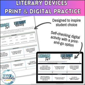 Literary Devices Choose Two - Print & Digital Activity for Middle & High School, image 2