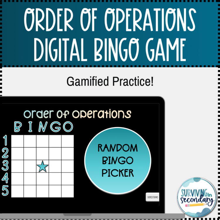 Order of Operations Digital Bingo Game
