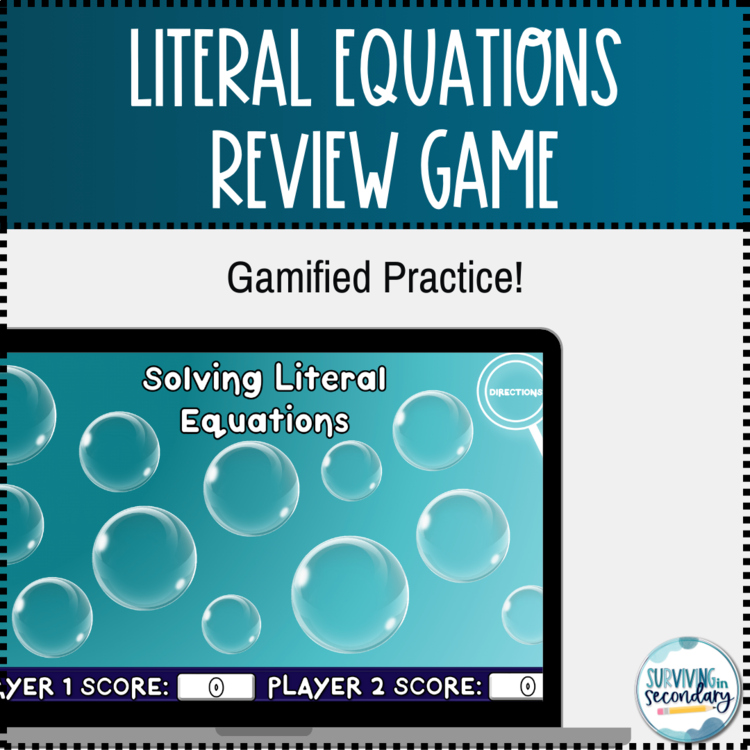 Solving Literal Equations Bubble Pop Game
