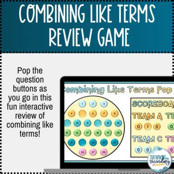 Combining Like Terms Pop Game- Whole Class Review, image 2