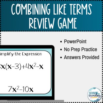 Combining Like Terms Pop Game- Whole Class Review, image 3