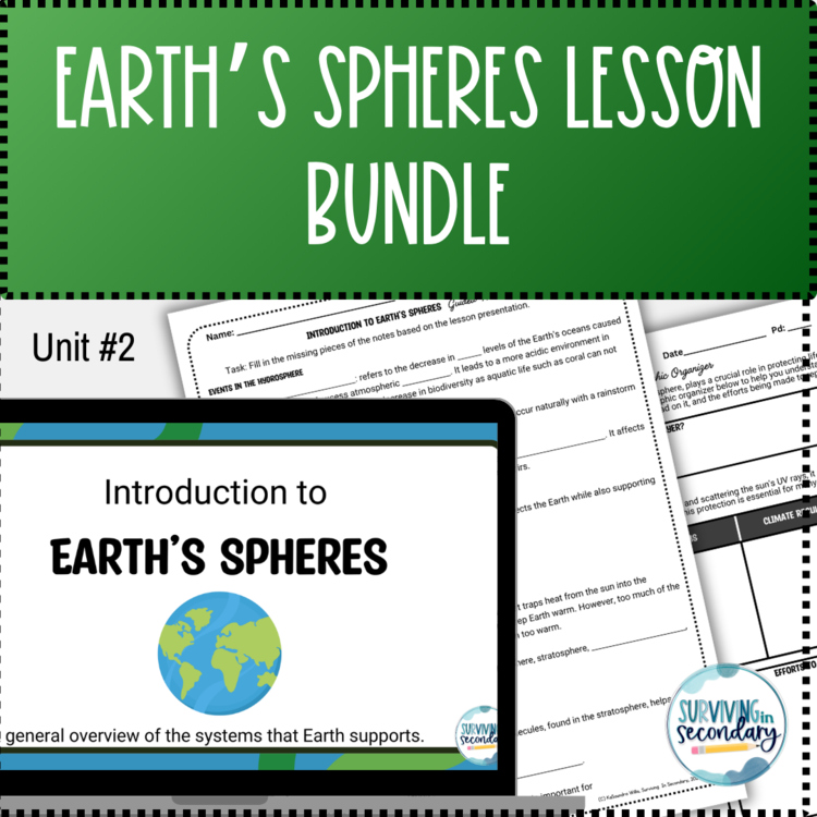 Introduction into Earth's Spheres Unit Lesson PPT, Guided Notes and Activities