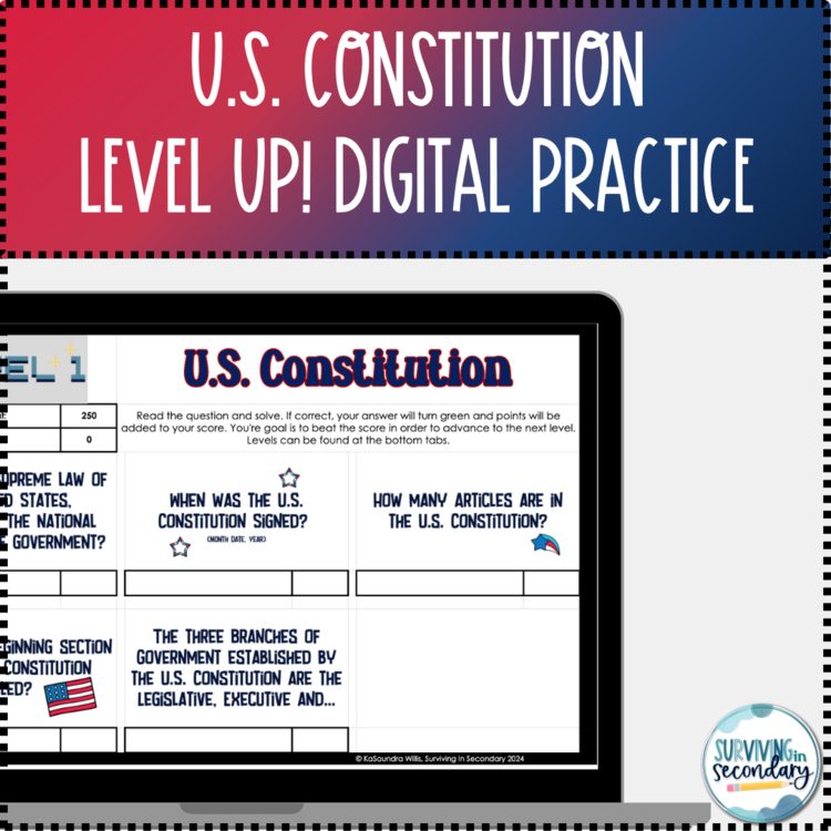 U.S. Constitution Level Up Digital Resource Question Practice