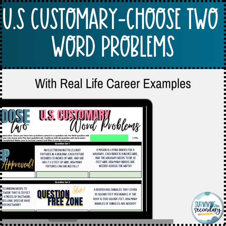 U.S Customary Word Problems with Self-Checking Digital Practice