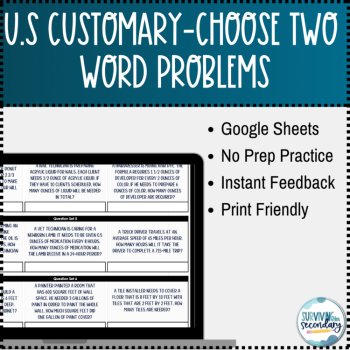 U.S Customary Word Problems with Self-Checking Digital Practice, image 2