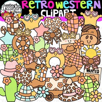 Retro Mix Clipart Bundle {Cute Groovy Clipart}, image 3