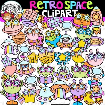 Retro Mix Clipart Bundle {Cute Groovy Clipart}, image 4