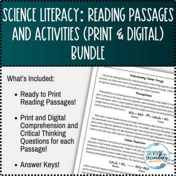 Science Literacy Lessons, Passages & Activities for Middle & High School Bundle, image 2