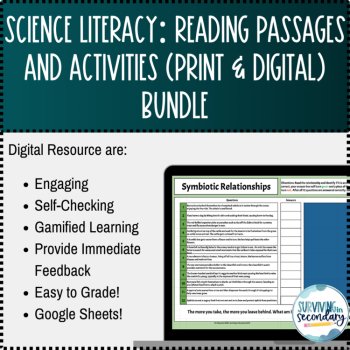 Science Literacy Lessons, Passages & Activities for Middle & High School Bundle, image 3