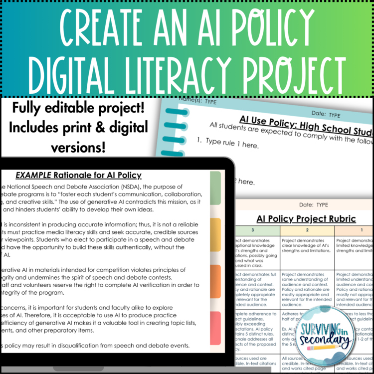 Create an AI Policy Project - ChatGPT Digital Literacy Activity for High School