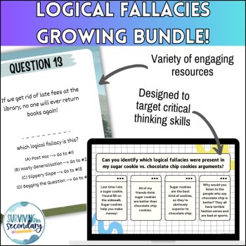 Logical Fallacies Activity BUNDLE - Lessons & Review for ELA, Debate, & more!, image 2