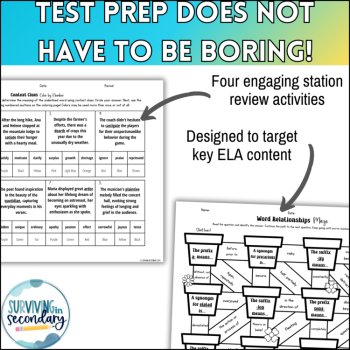 English Language Arts Test Prep Stations - Spring-Themed ELA Review Activity, image 2