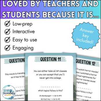 Logical Fallacies Question Trail - Scavenger Hunt Review for ELA, Debate, & more, image 4