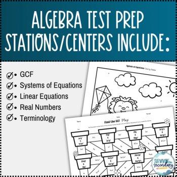 Algebra State Test Prep Stations Activity - Spring-Themed Review Centers, image 2