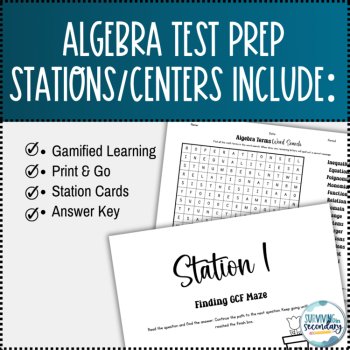 Algebra State Test Prep Stations Activity - Spring-Themed Review Centers, image 3