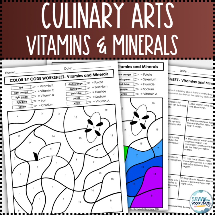 Vitamins and Minerals Coloring Activity