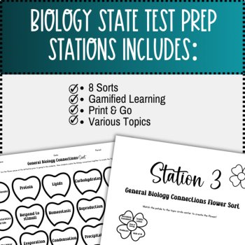 Biology State Test Prep Stations Activity - Spring-Themed Review Centers, image 3