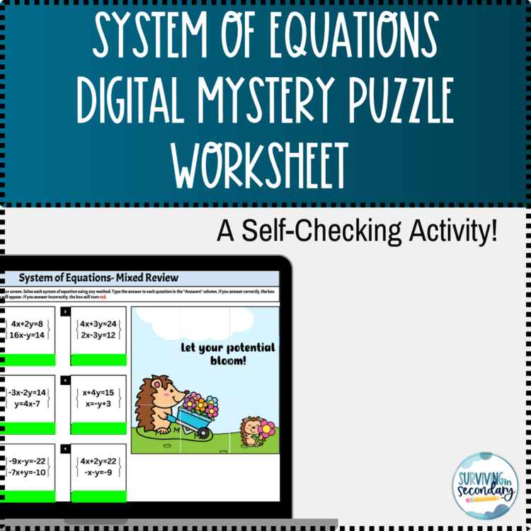 Systems of Equations Spring Mystery Puzzle Digital Practice
