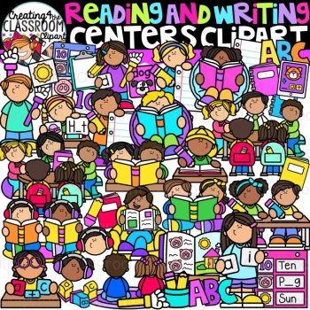 Learning Center Kids Clipart Bundle | Kids working together clipart, image 4