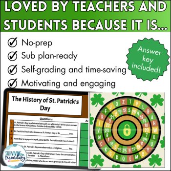 History of St. Patrick's Day Reading Comprehension & Game - Middle & High School, image 4