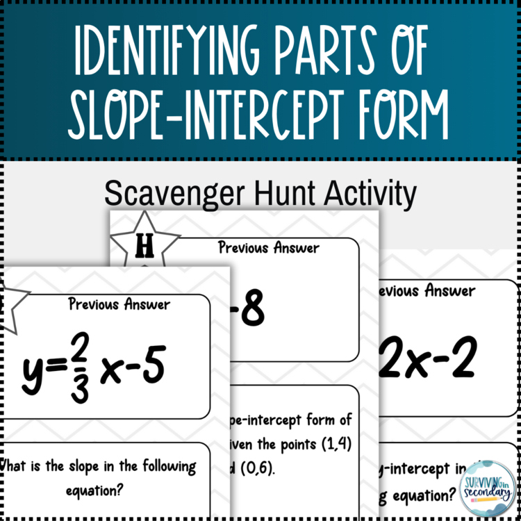Identifying Parts of Slope-Intercept Form Scavenger Hunt