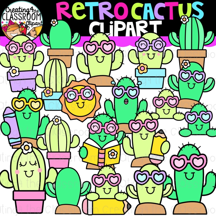Retro Cactus Clipart {Summer Cactus Clipart}