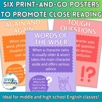 Signposts for Fiction Close Reading Posters - Decor for Middle & High School ELA, image 2