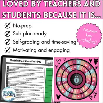 History of Valentine's Day Reading Comprehension & Game - Middle & High School, image 4