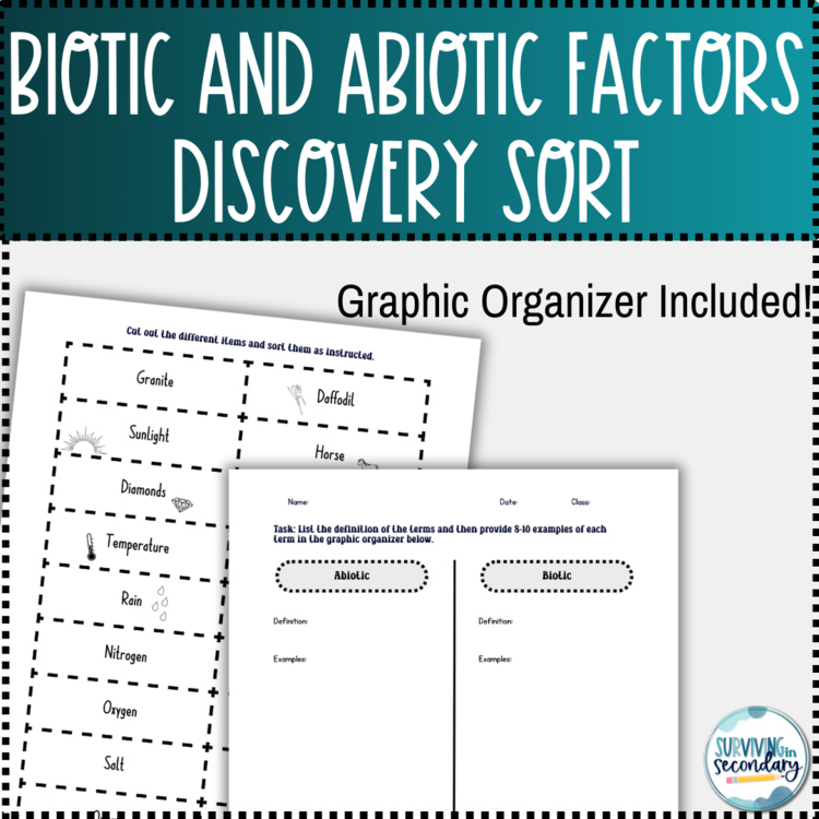 Biotic and Abiotic Factors Discovery Sort & Graphic Organizer