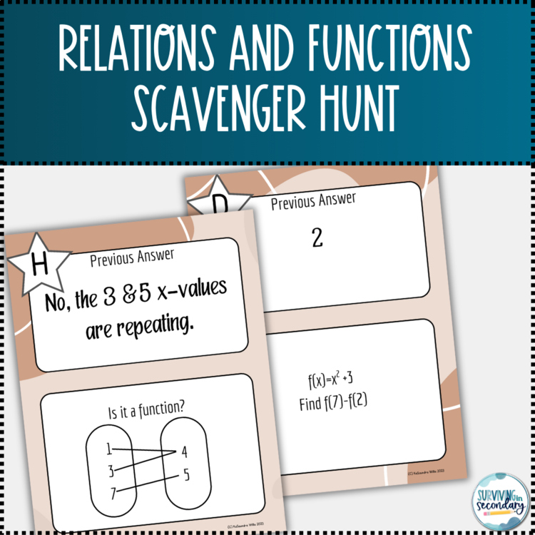 Relations and Functions Scavenger Hunt Activity