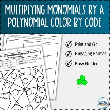 Multiplying Monomials by Polynomials St. Patrick's Day Coloring Activity, image 2