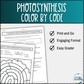 Photosynthesis Color by Code Biology Worksheet, image 2
