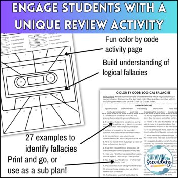 Logical Fallacies Color by Code - No-Prep Activity for ELA, Debate, and more!, image 3