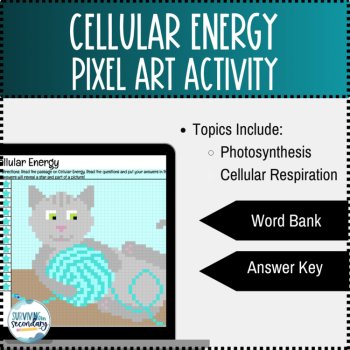 Cellular Energy- Photosynthesis and Cellular Respiration Reading and Pixel Art, image 2