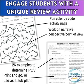 Point of View Color by Code - No-Prep Narrative Perspective Activity for ELA, image 3