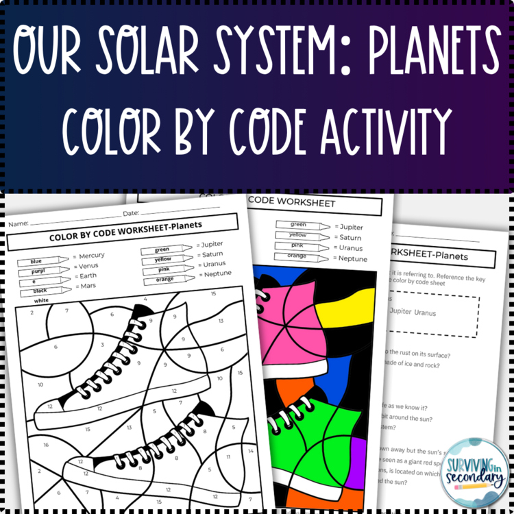 Our Solar System - Planets Color by Code Review Activity