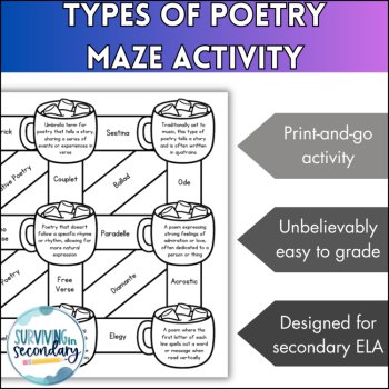 Poetry Review BUNDLE - Types of Poems and Key Poetic Terms - Activities for ELA, image 2