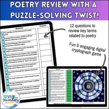 Poetry Terms and Poetic Devices Review Game - Digital Activity for Secondary ELA, image 3