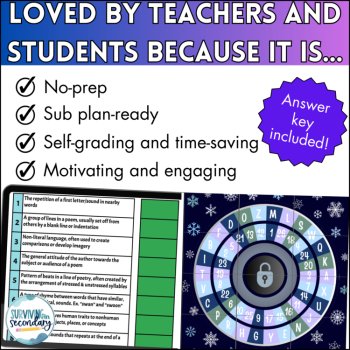 Poetry Terms and Poetic Devices Review Game - Digital Activity for Secondary ELA, image 4