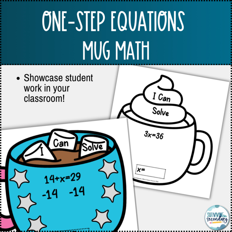 One-Step Equation Winter Pennant Math - Review Activity & Class Decor
