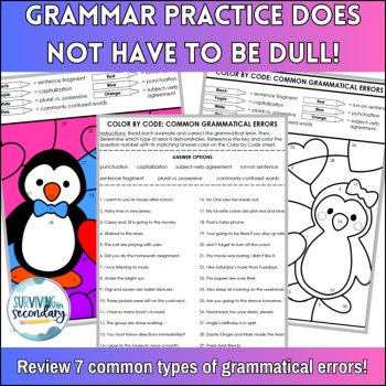 Common Grammatical Errors Color by Code - Middle & High School Grammar Review, image 2