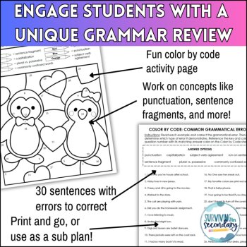 Common Grammatical Errors Color by Code - Middle & High School Grammar Review, image 3