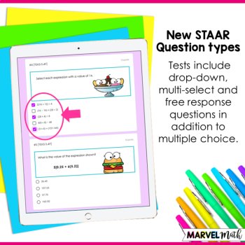 5th STAAR Math Review Input Output Tables, Simplify Expressions, Graphing Tests, image 4