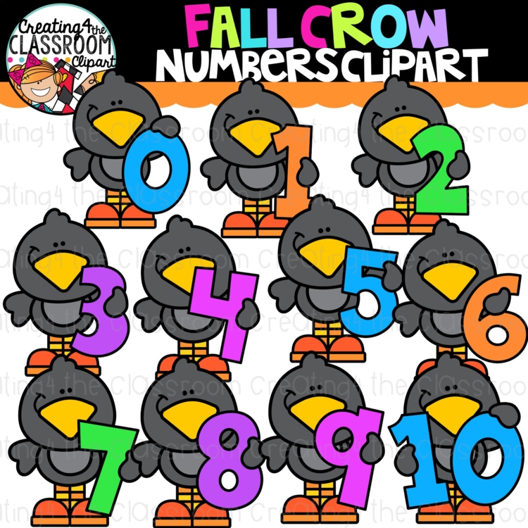 Fall Crow Number Clipart {Number Counting Clipart}