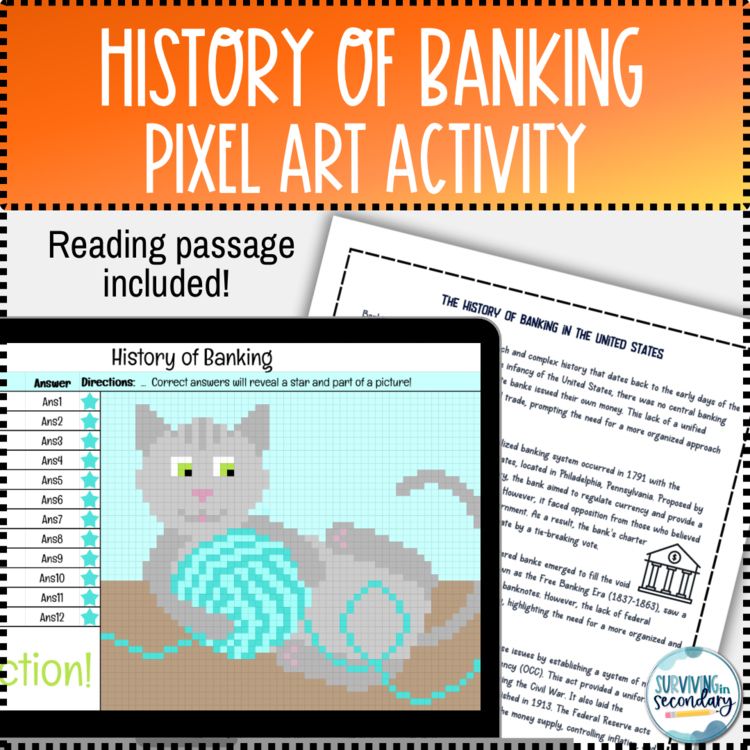 The History of Banking Reading Passage and Digital Pixel Art Activity