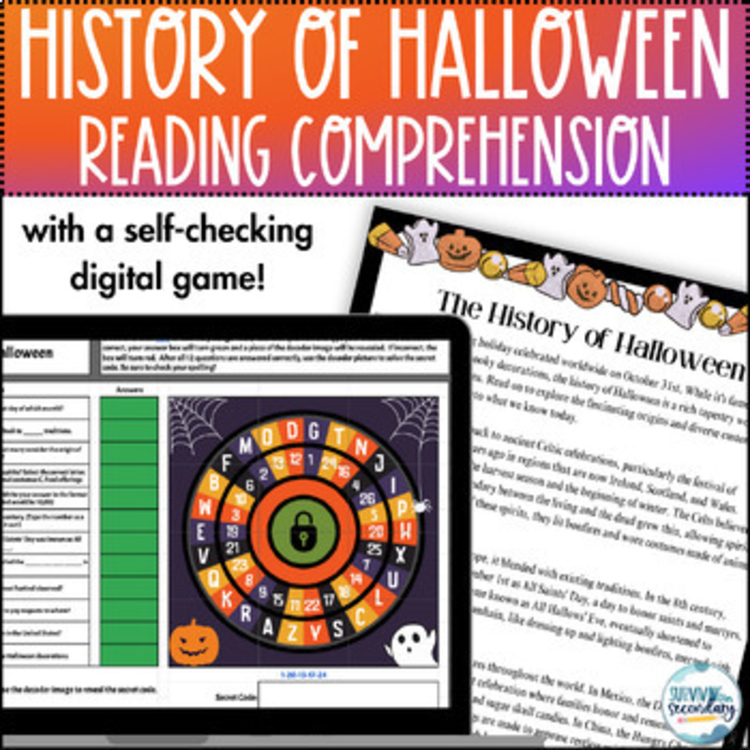 History of Halloween Reading Comprehension & Digital Game - Middle & High School