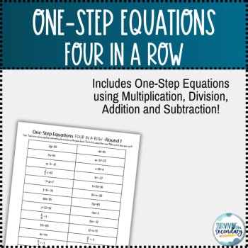 One-Step Equations Four in a Row Review Game, image 2